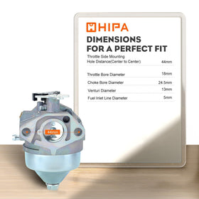 Hipa GCV190 carburetor pre-tuned for quick replacement and fewer adjustments.