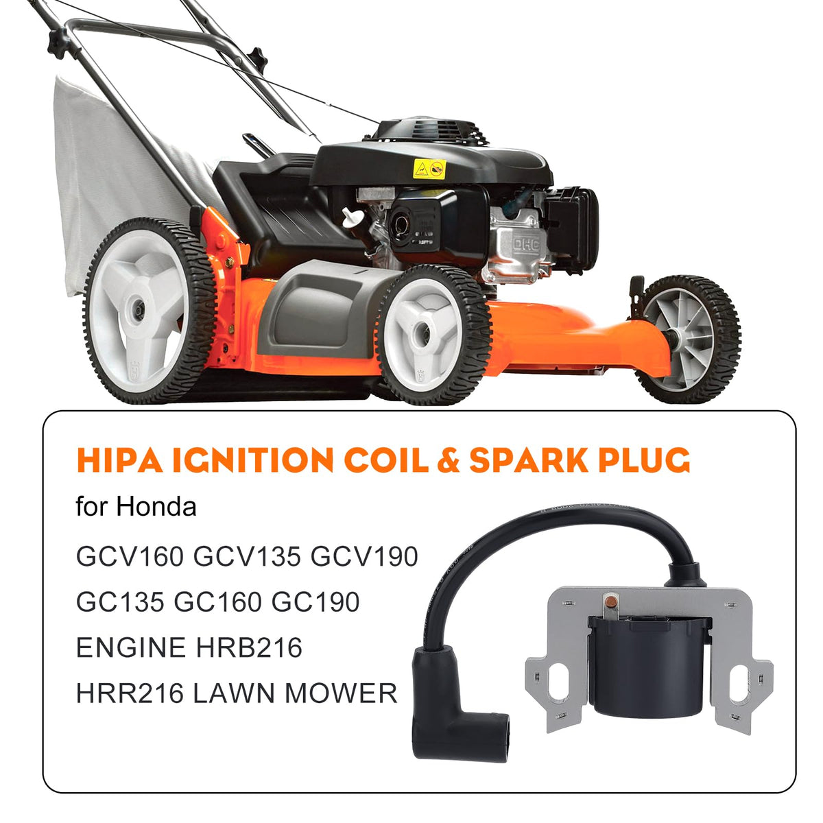 Hipa GCV190 ignition coil suitable for Honda engines with durable components.