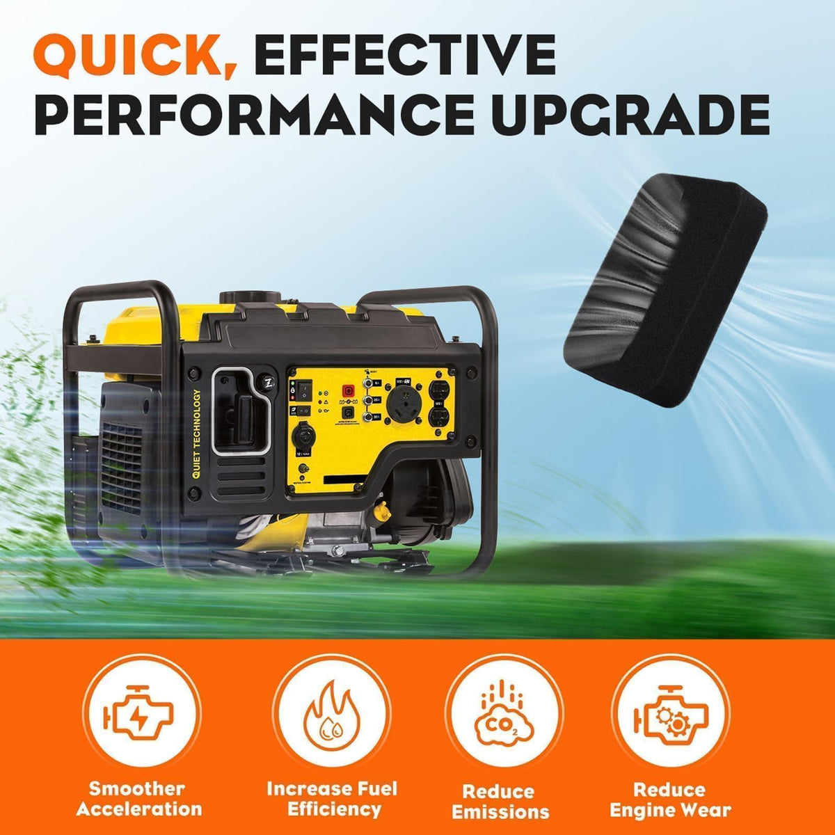 Hipa GP7500 air filter maintains airflow in high-demand generators.