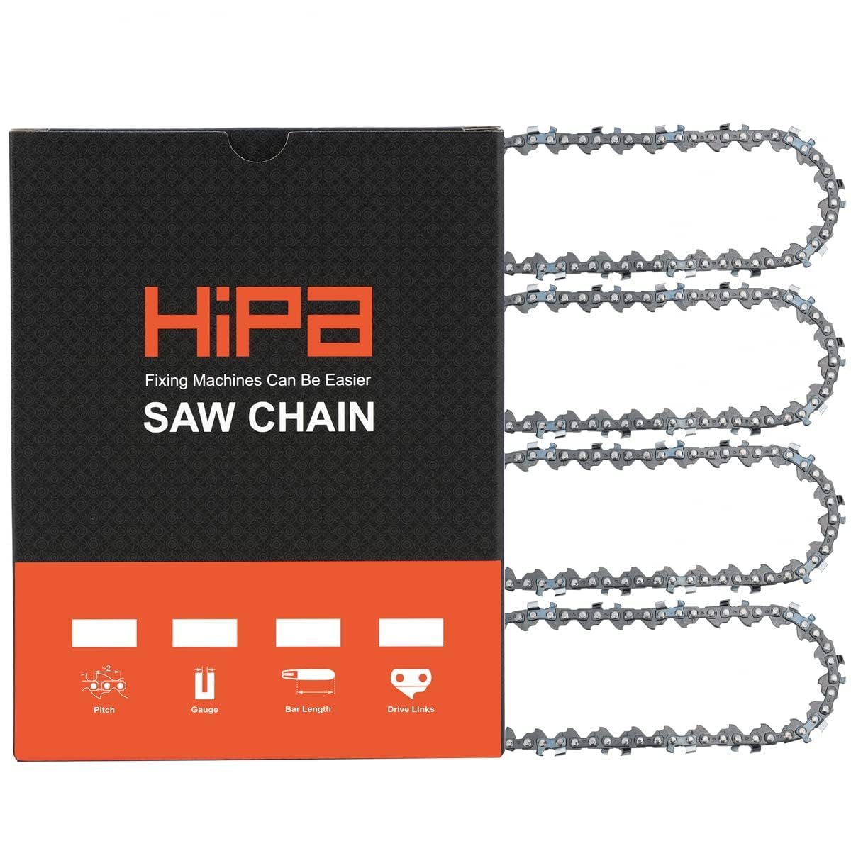 Hipa GTA26 mini chain closeup with 1/4 inch mini-pitch for precise pruning.