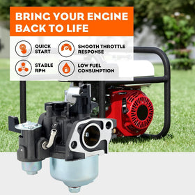 Hipa GX160 carburetor bottom view highlights simple fuel inlet routing