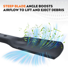Hipa high lift blades delivering upward airflow for better grass pickup