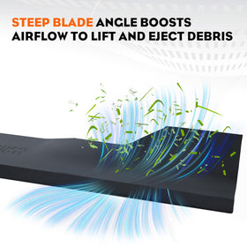 Hipa high lift blades promote upward airflow for efficient grass collection.