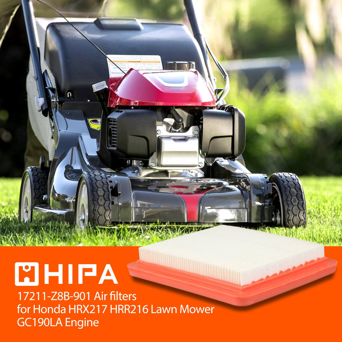 HIPA HRX217-compatible air filter with a tight seal for reliable mowing performance.