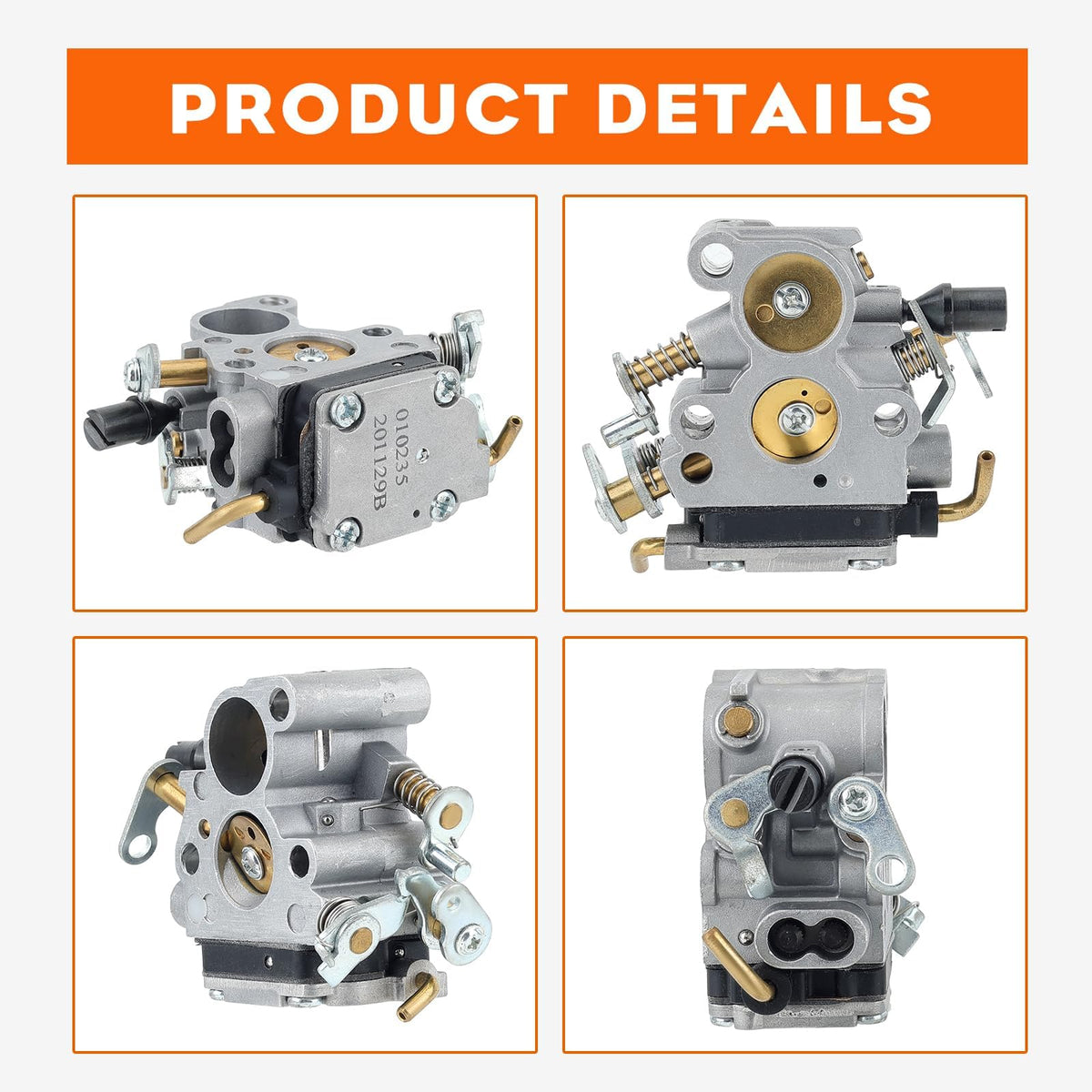 Hipa Husqvarna235e carburetor mount dimensions shown for precise fit.