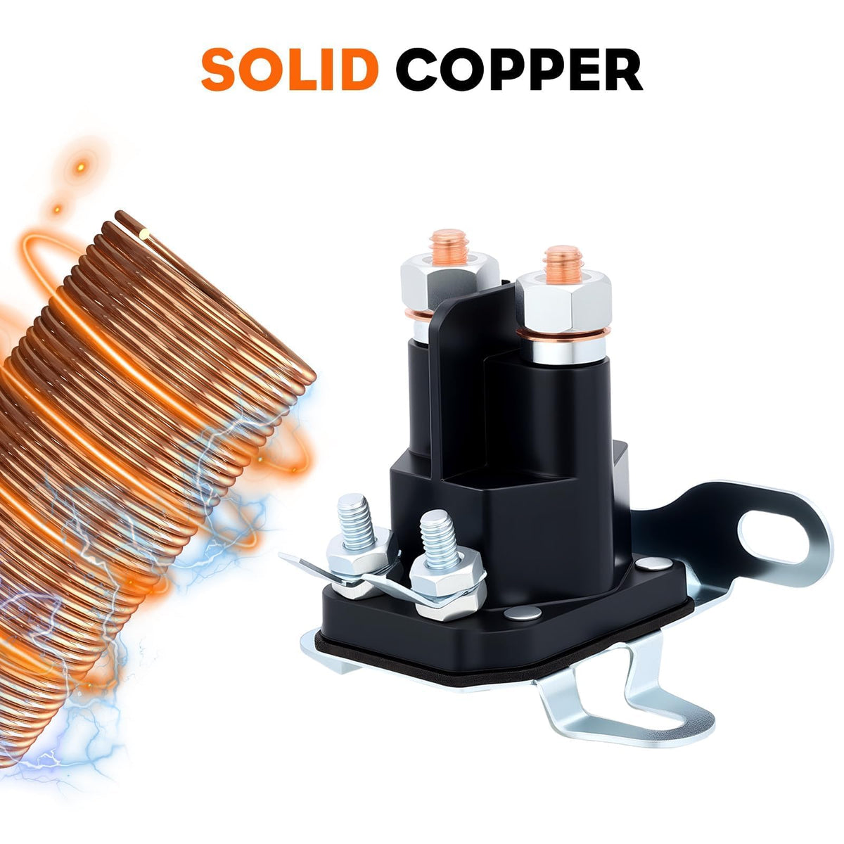 Hipa lawn mower solenoid close-up shows durable contacts