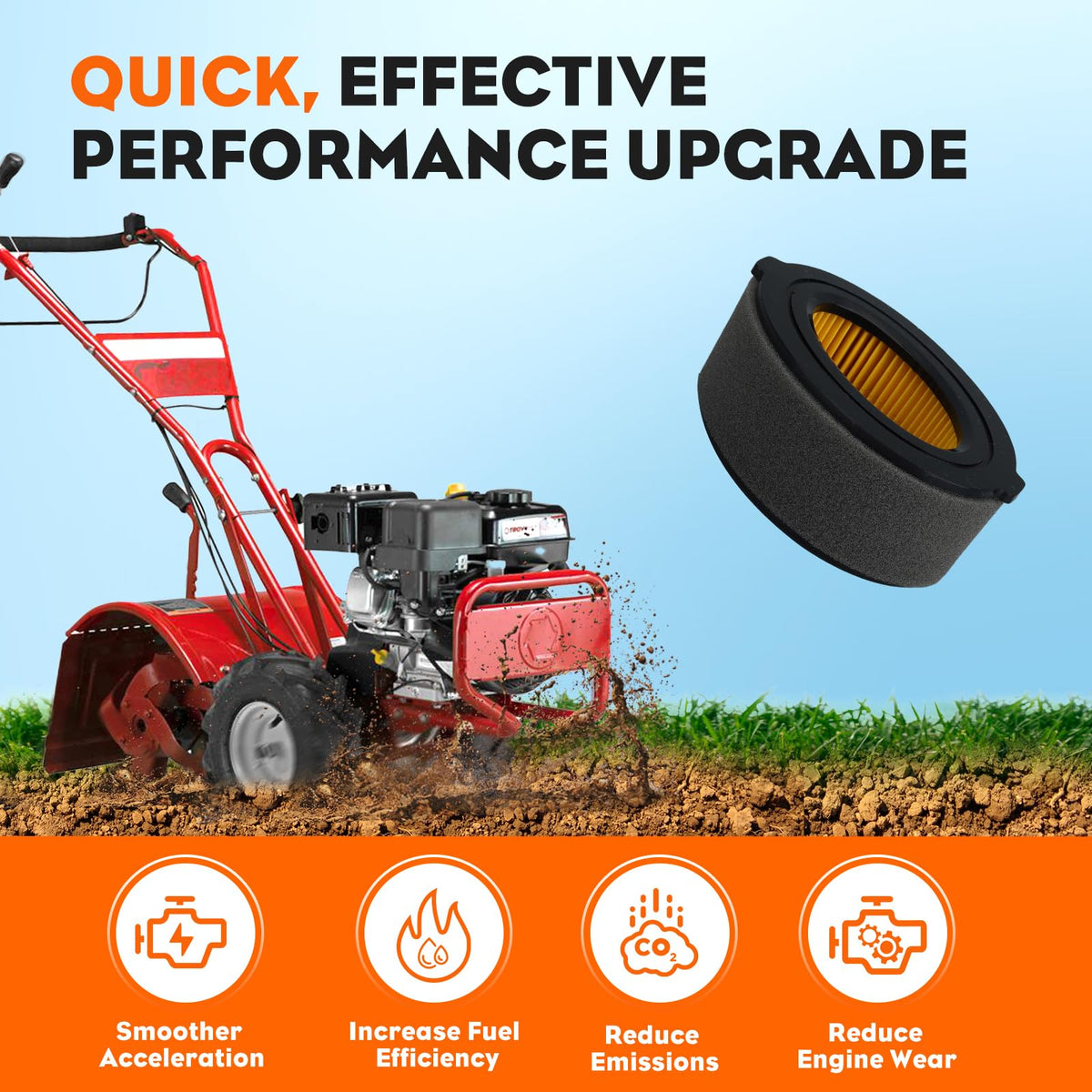 Hipa leak-proof air filter seal for 208cc engines ensures a tight seal.