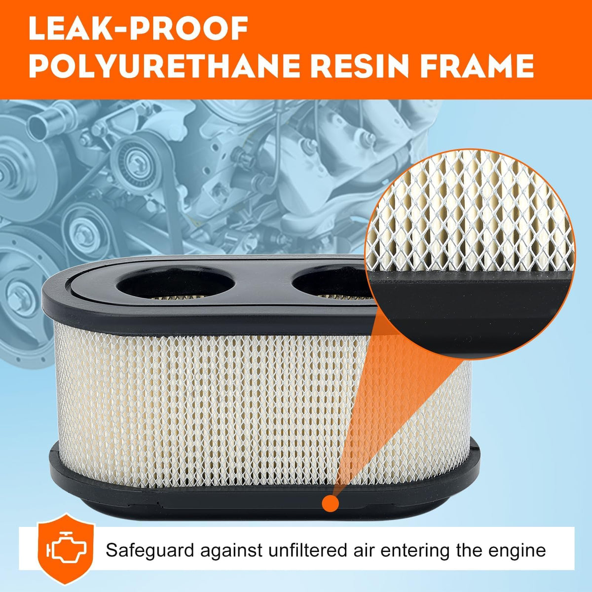 Hipa leak-proof frame detail illustrates sealed design for reduced unfiltered air.