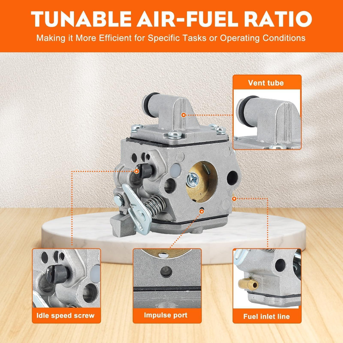 Hipa MS170/MS180 fuel filter included improves fuel flow.