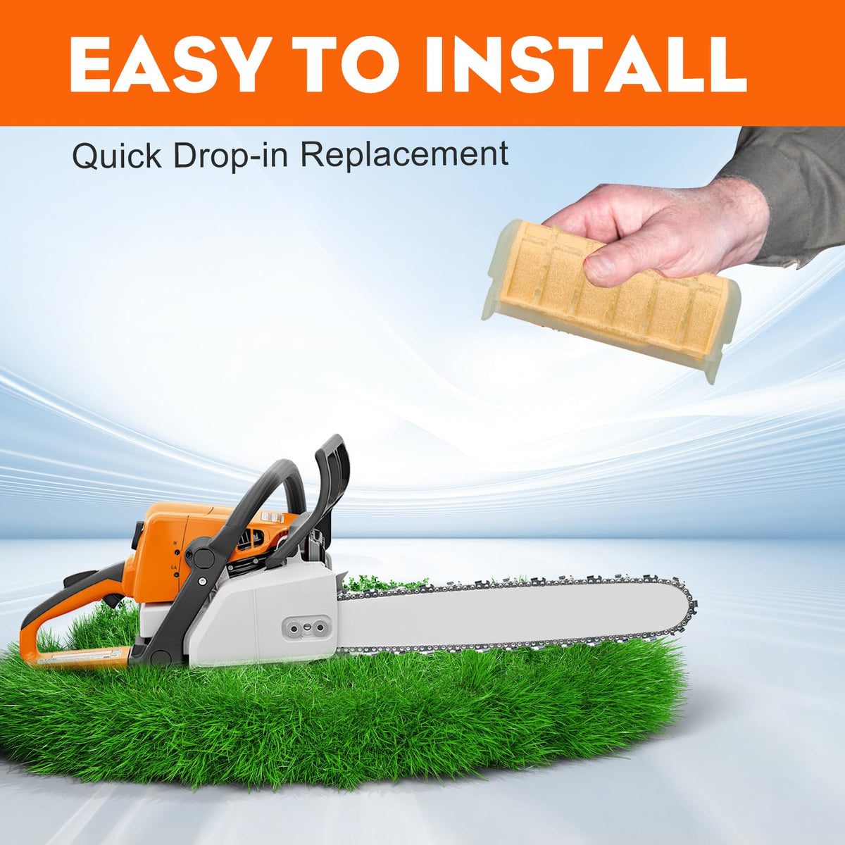 Six-pack box image highlights convenient maintenance and part replacement.