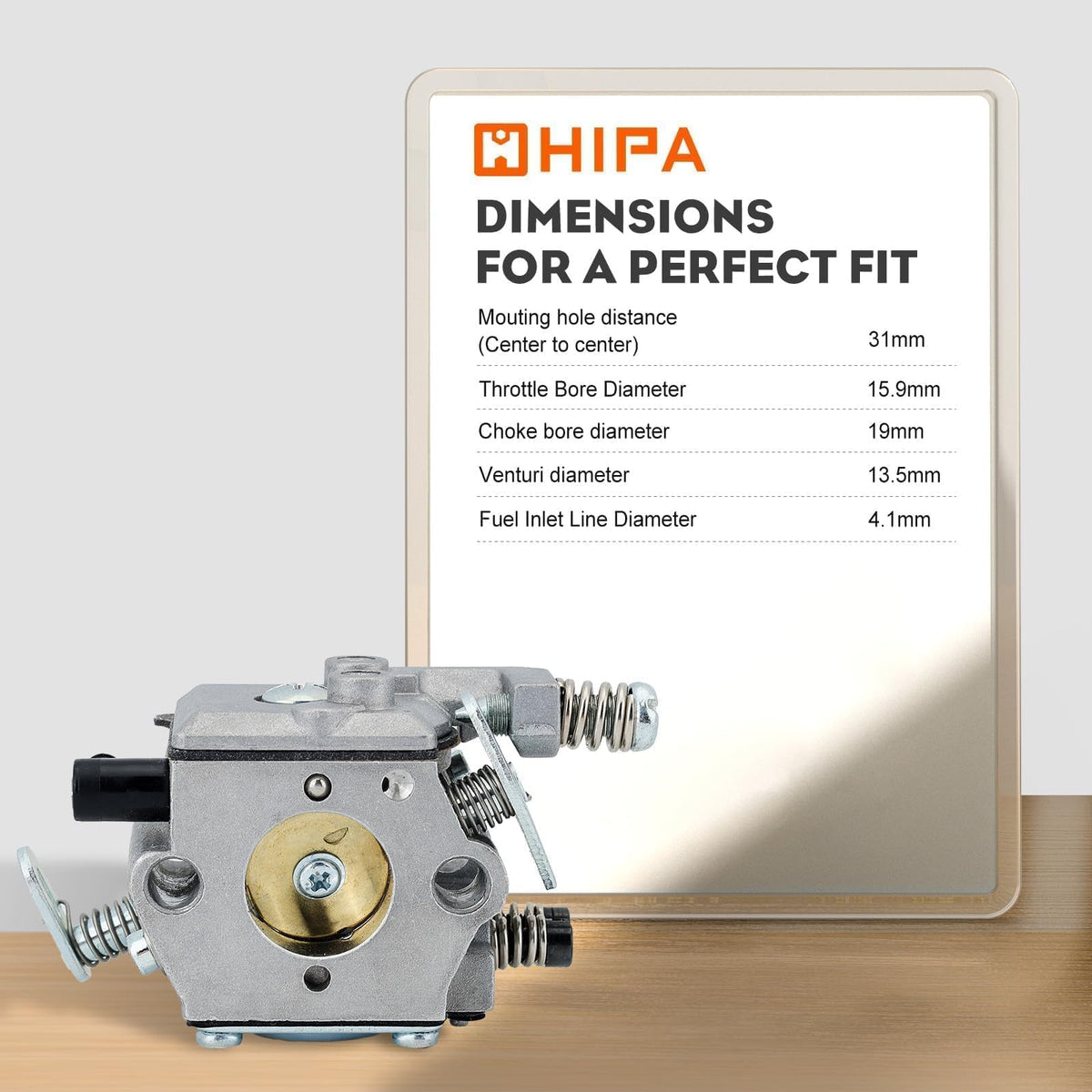 HIPA MS250 gasket depiction highlights sealing reliability for leak-free carburetor rebuilds.