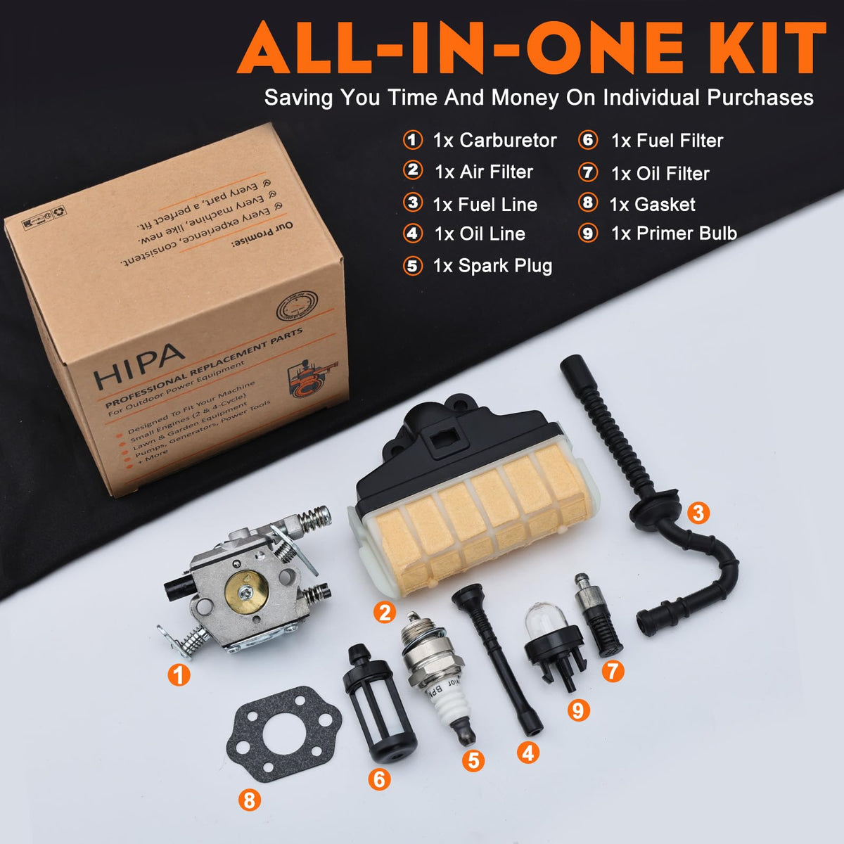 HIPA MS250 primer pump detail demonstrates ready-to-install convenience for quick starting.