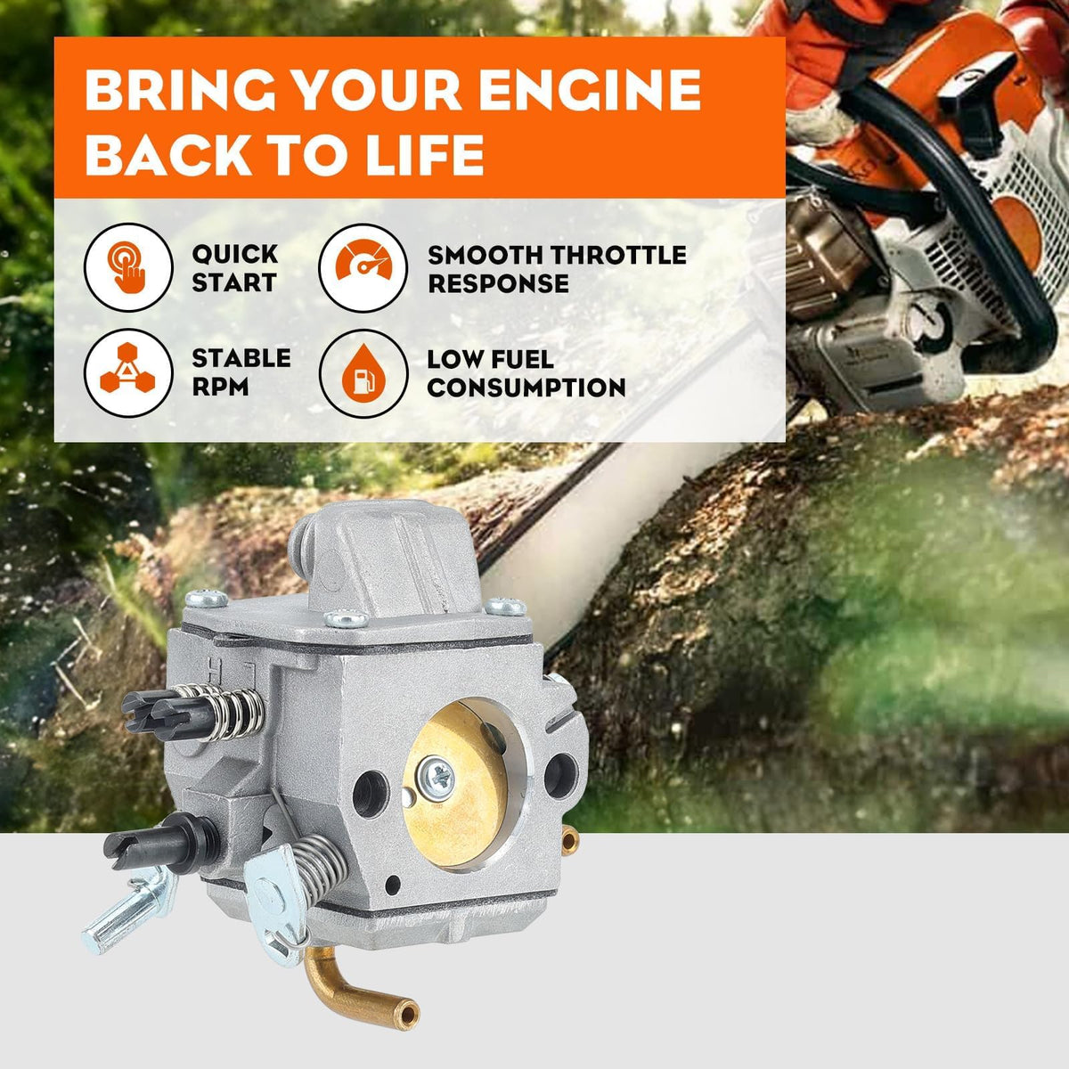 Hipa MS 290 carburetor brass components resist heat and wear for longevity