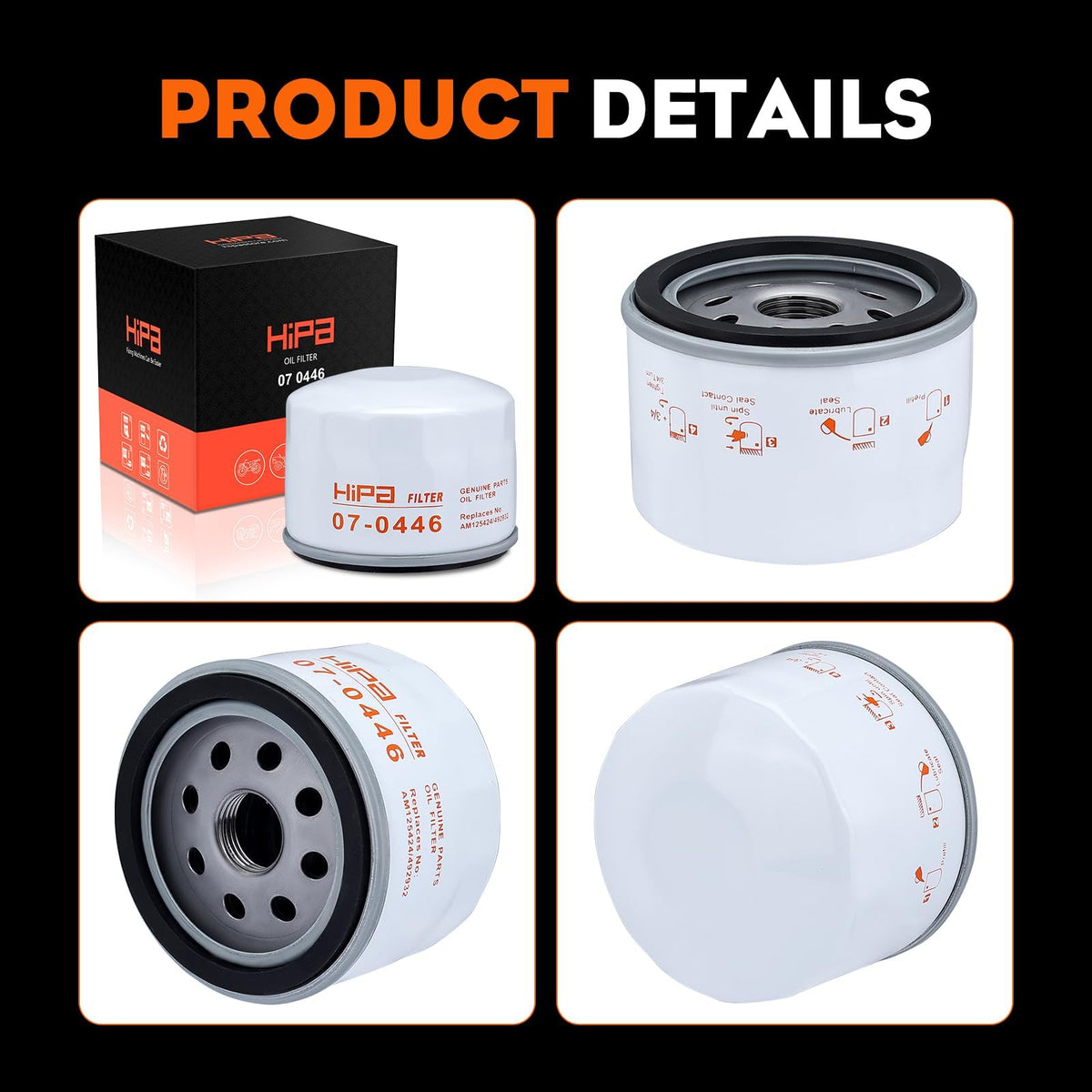 Hipa oil filter in use on a 4-cycle engine for smooth oil entry.