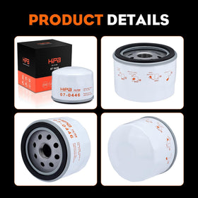 Hipa oil filter in use on a 4-cycle engine for smooth oil entry.