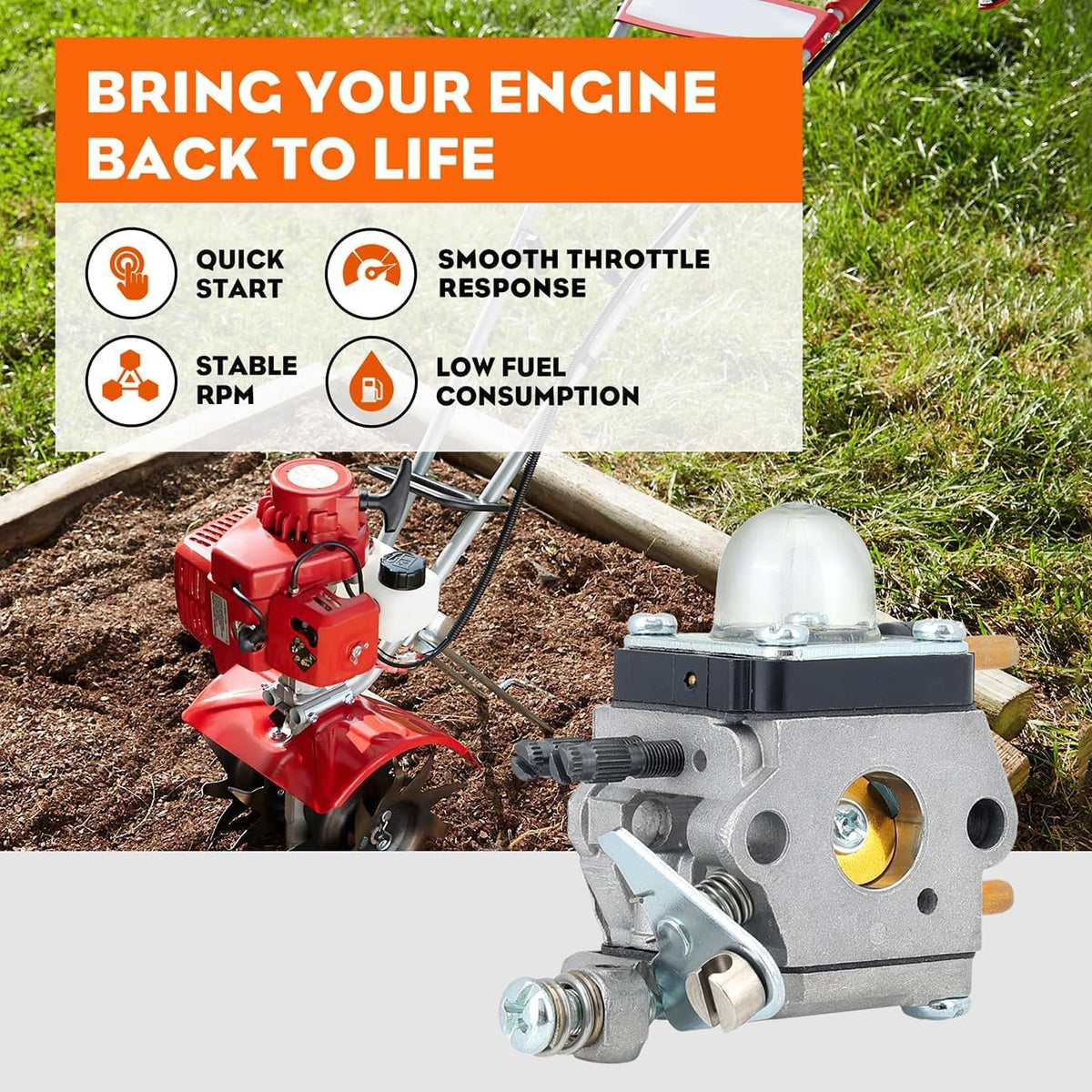 Hipa primer bulbs included for easy priming and quick starts.