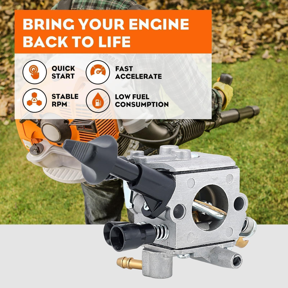 Hipa kit includes primer bulb and spark plug for quick tuning.