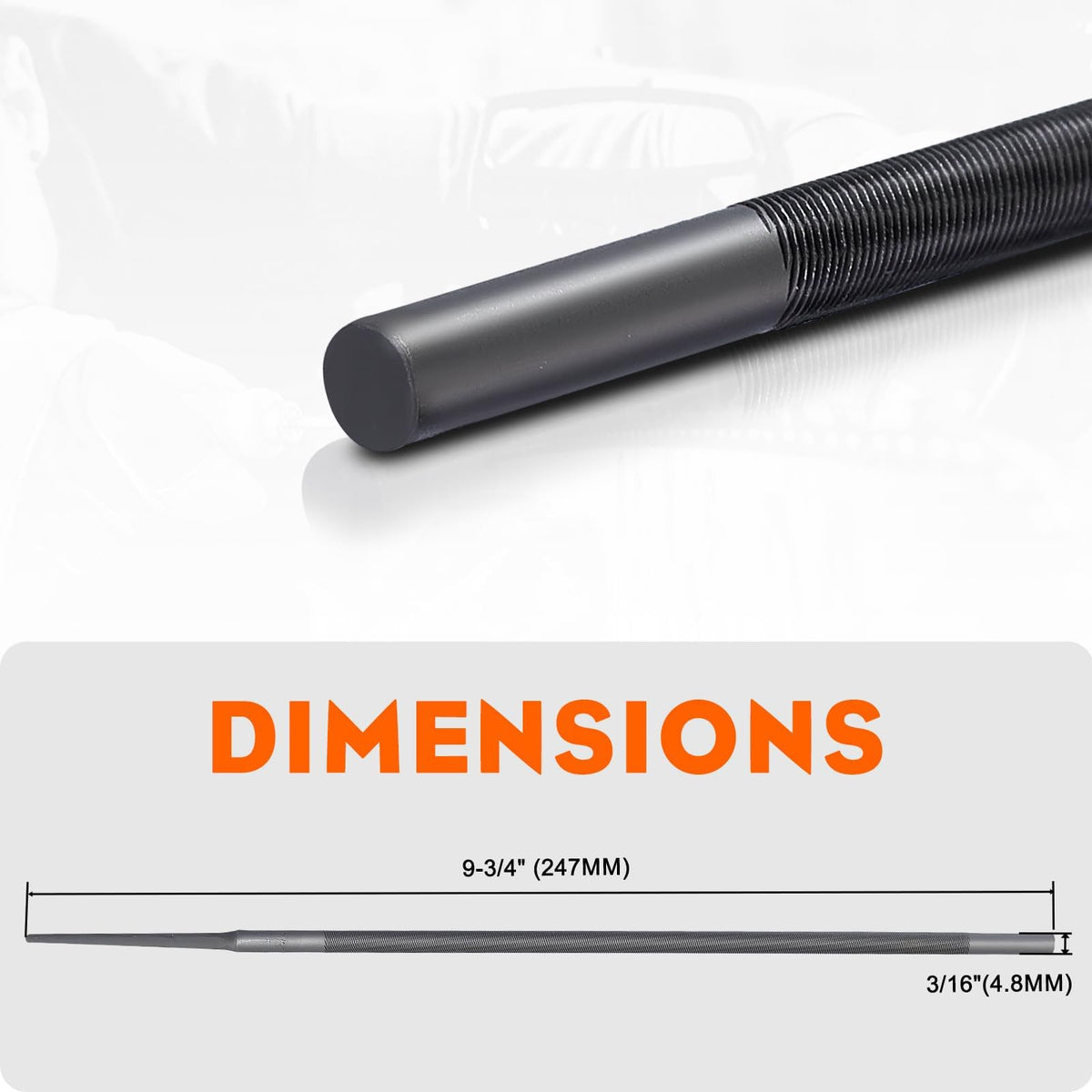 Hipa round file designed for .325 pitch chains for smoother cutting.