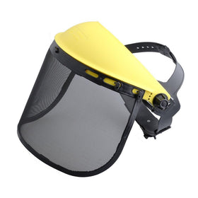 Hipa safety face shield with mesh visor for clear visibility during yard work.