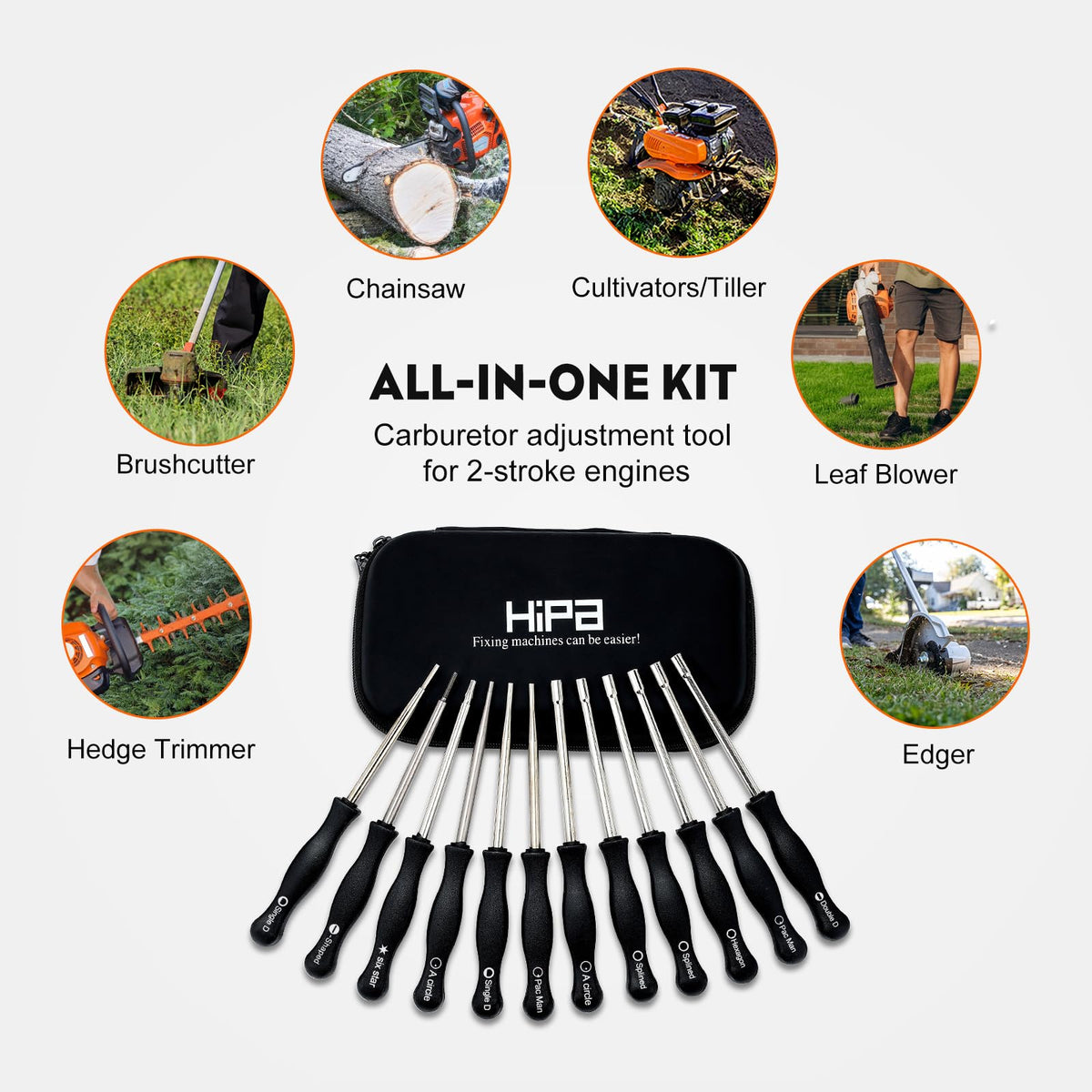 HIPA square-handle tuning tool enables precise 1/4-turn adjustments.