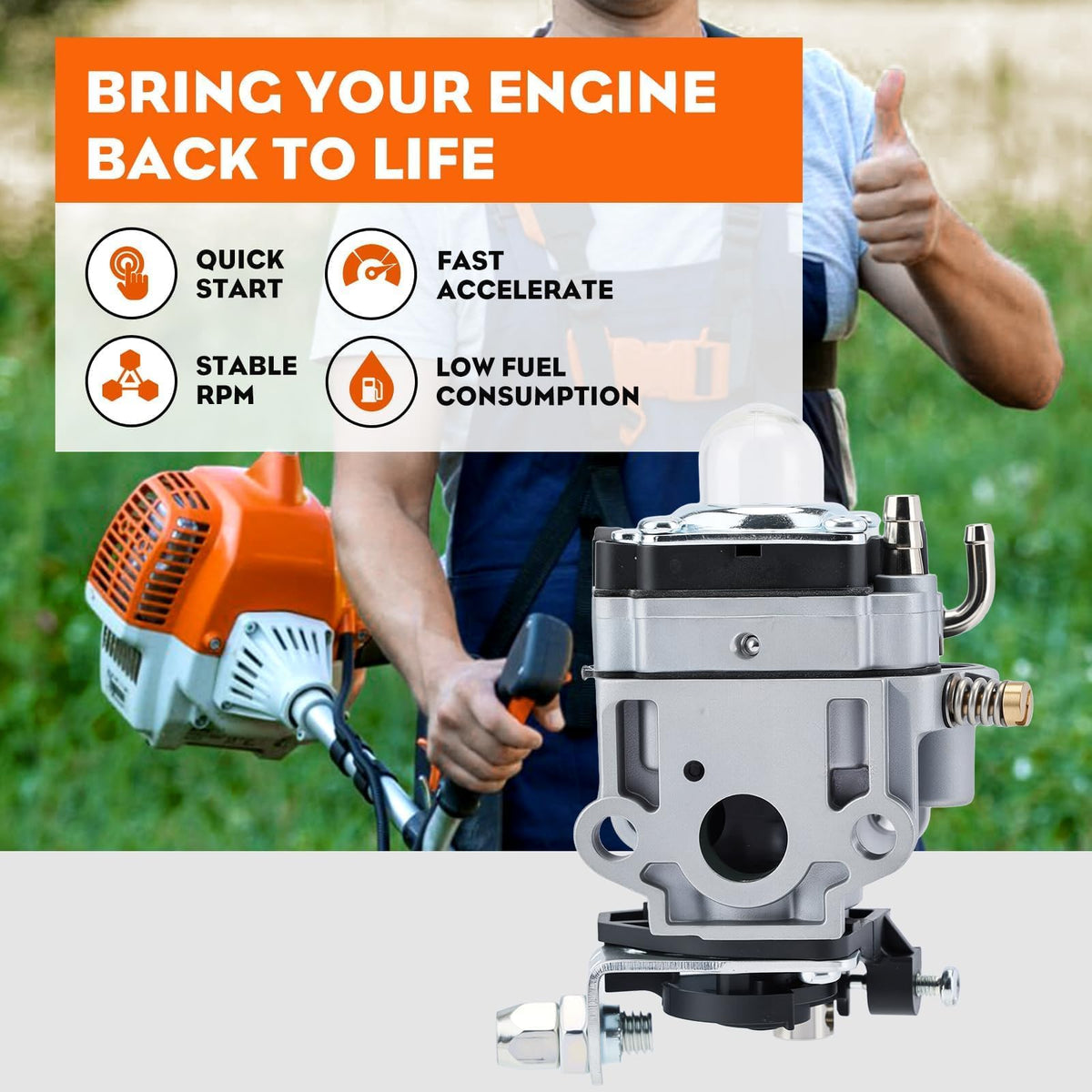 Hipa SRM-260 carburetor dimensions chart aids precise fitment on compatible models.