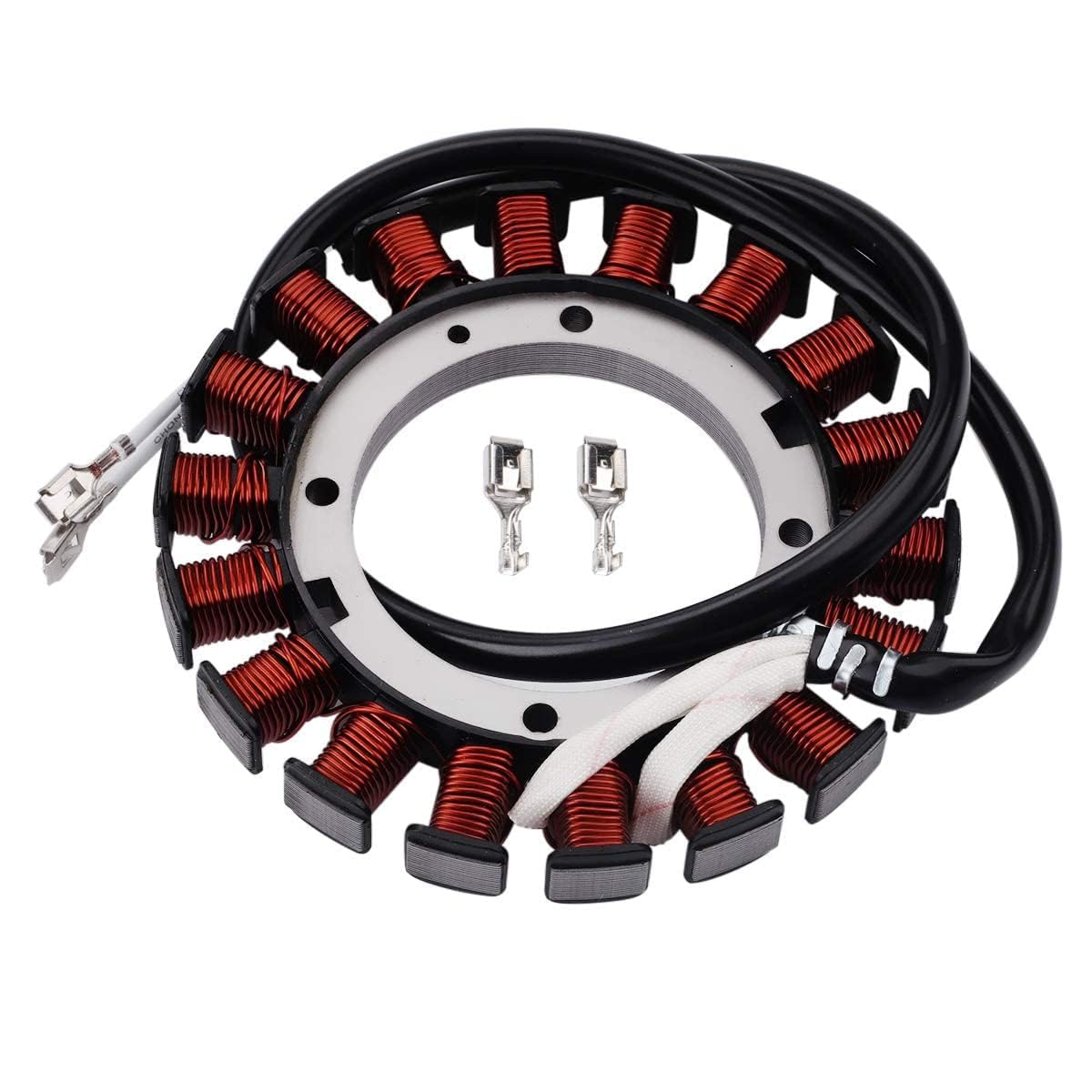 Hipa stator with multimeter test setup for verification.