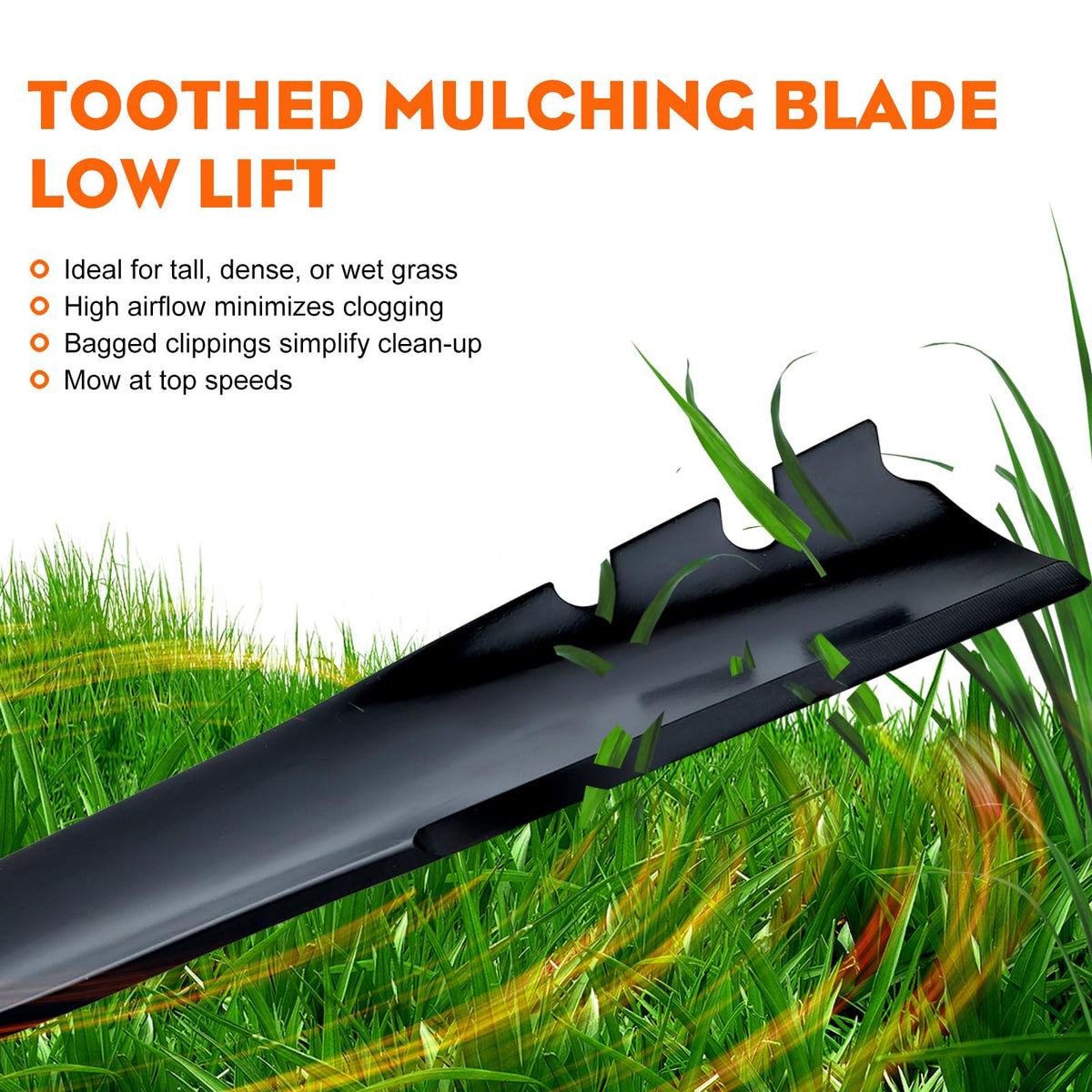 Hipa 131-4547-03 mulching blade in action, finely processed clippings returned to lawn