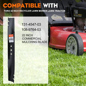 Hipa 131-4547-03 mulching blade for Toro 22-inch, side view, promotes even clipping distribution