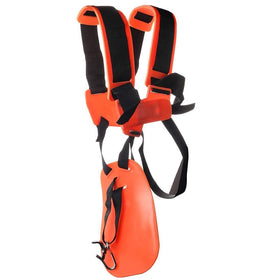 Hipa trimmer-harness-in-use demonstrates quick setup for efficient yard work.