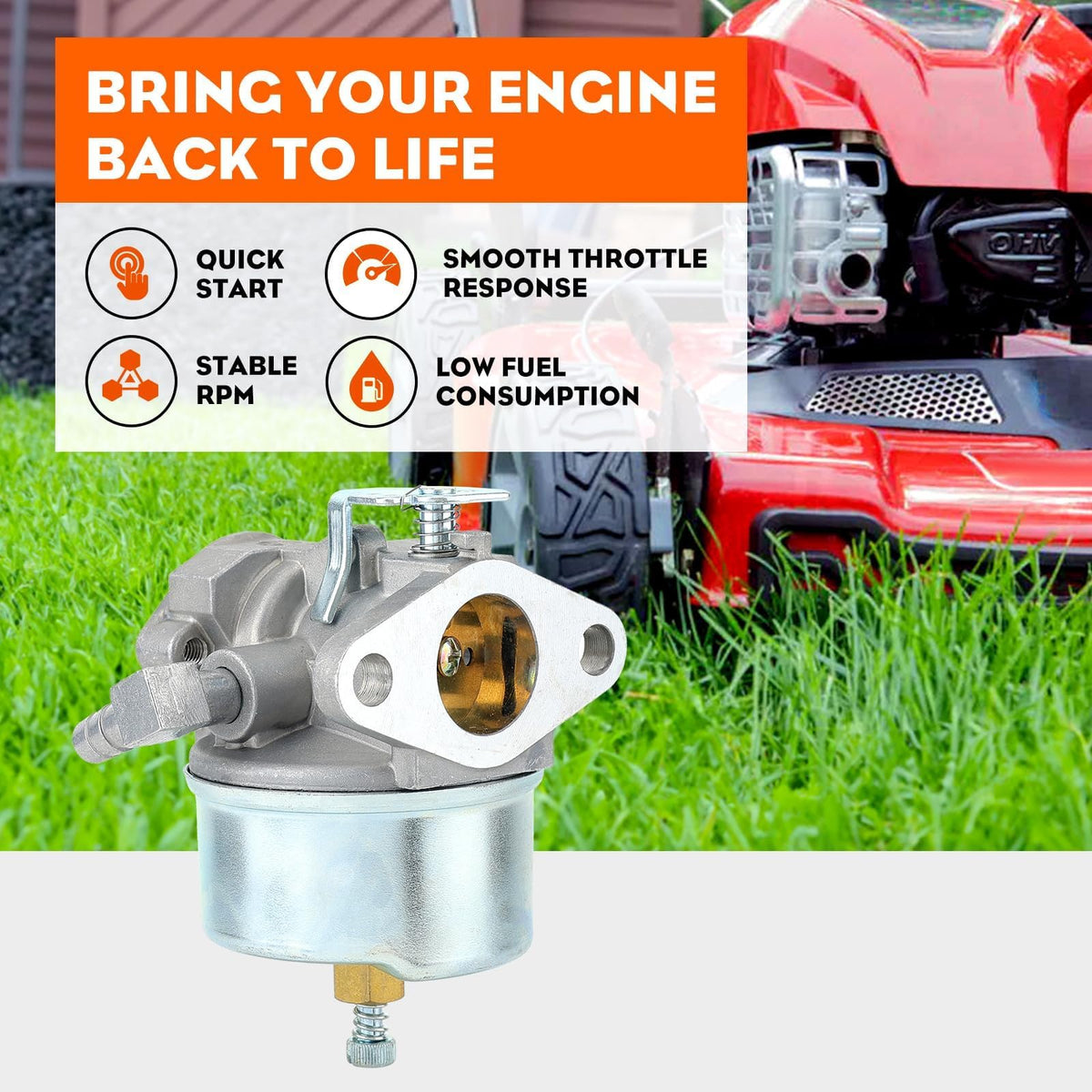 Hipa two-foot fuel line included for easy installation with the carburetor