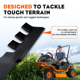 Hipa upward-airflow blade design supports efficient clipping collection in damp grass.