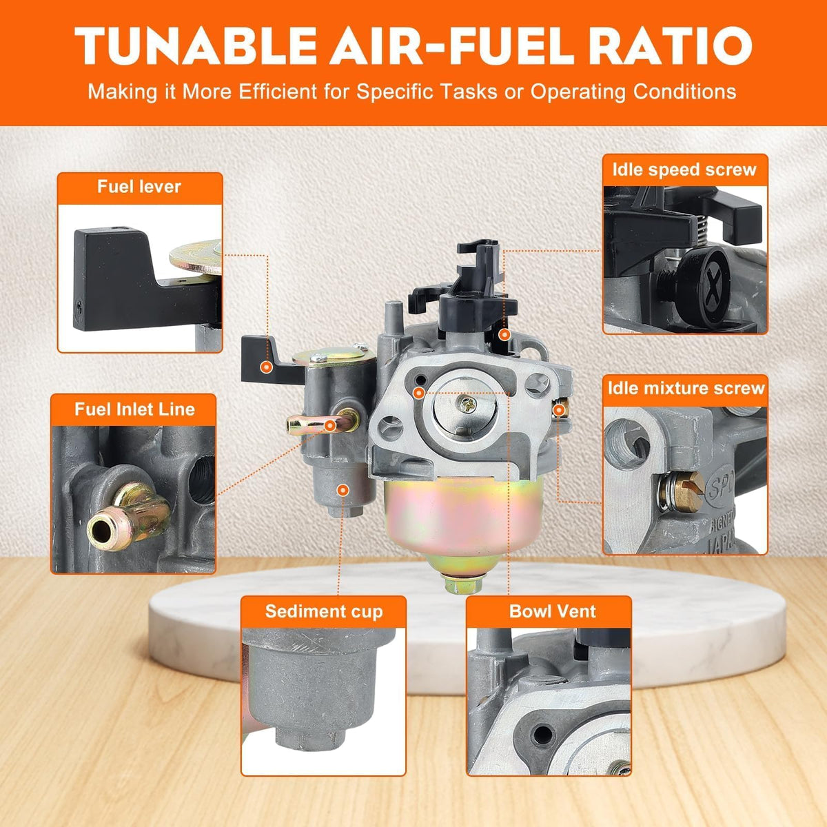 Venturi diameter 14mm feature for proper air-fuel mix