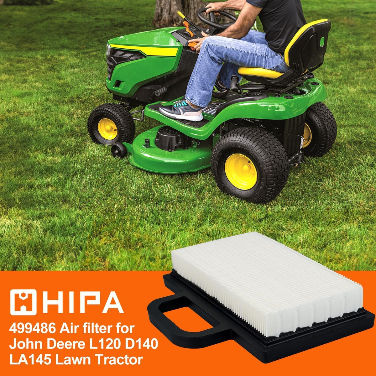 Hipa YTH2348 air filter side view, robust housing for durability.