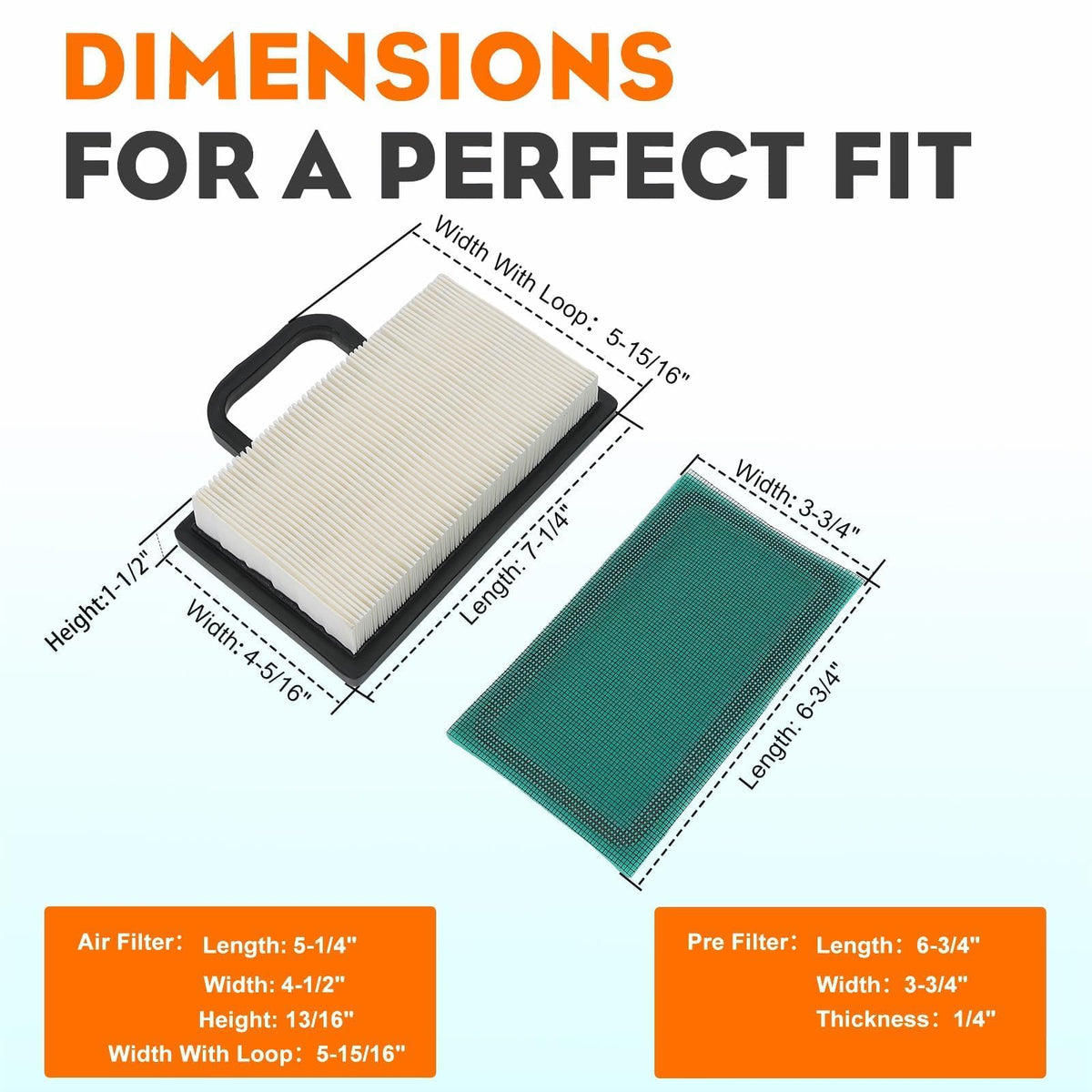 Hipa YTH2348 package contents image shows air filter and pre-filter.