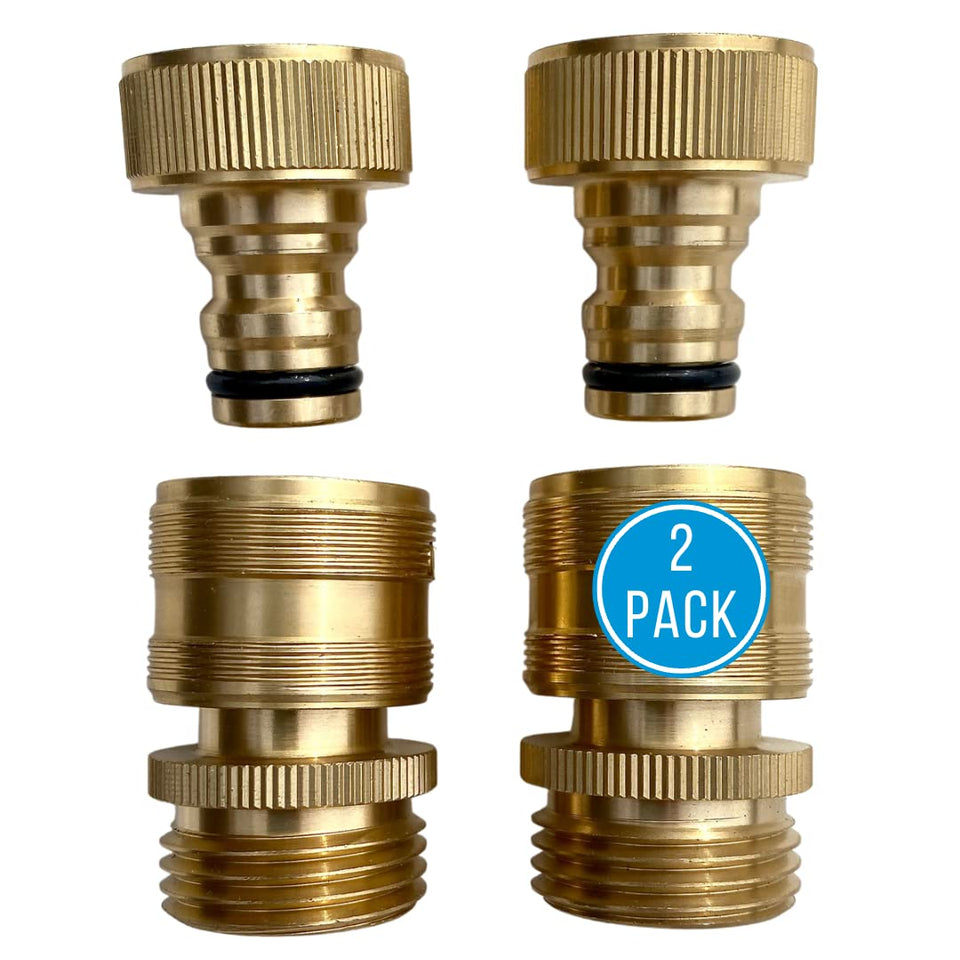 HippoHose brass quick connectors set for easy leak-free hose connections.