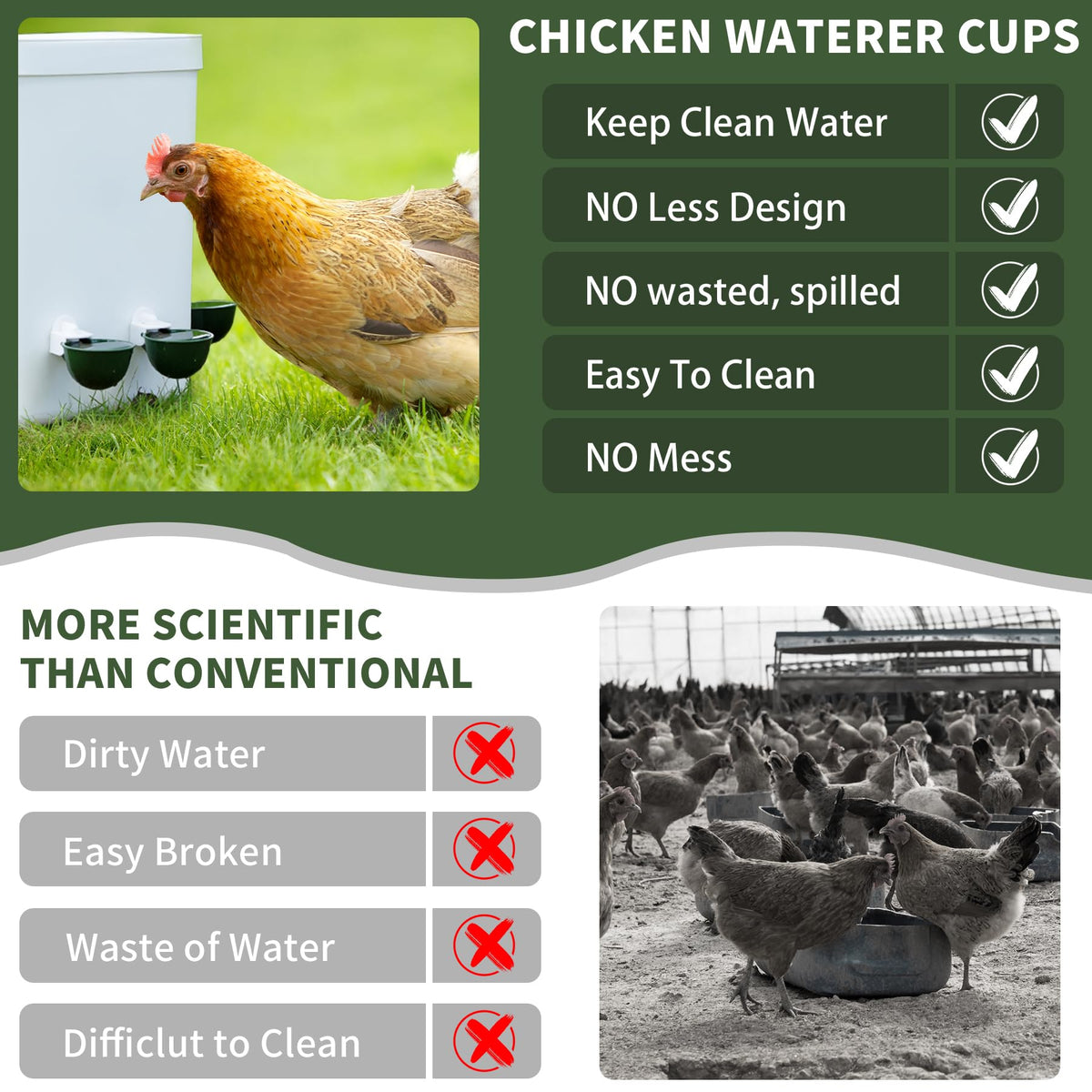 Hipykat chicken-coop-accessories ensure clean water with less mess.