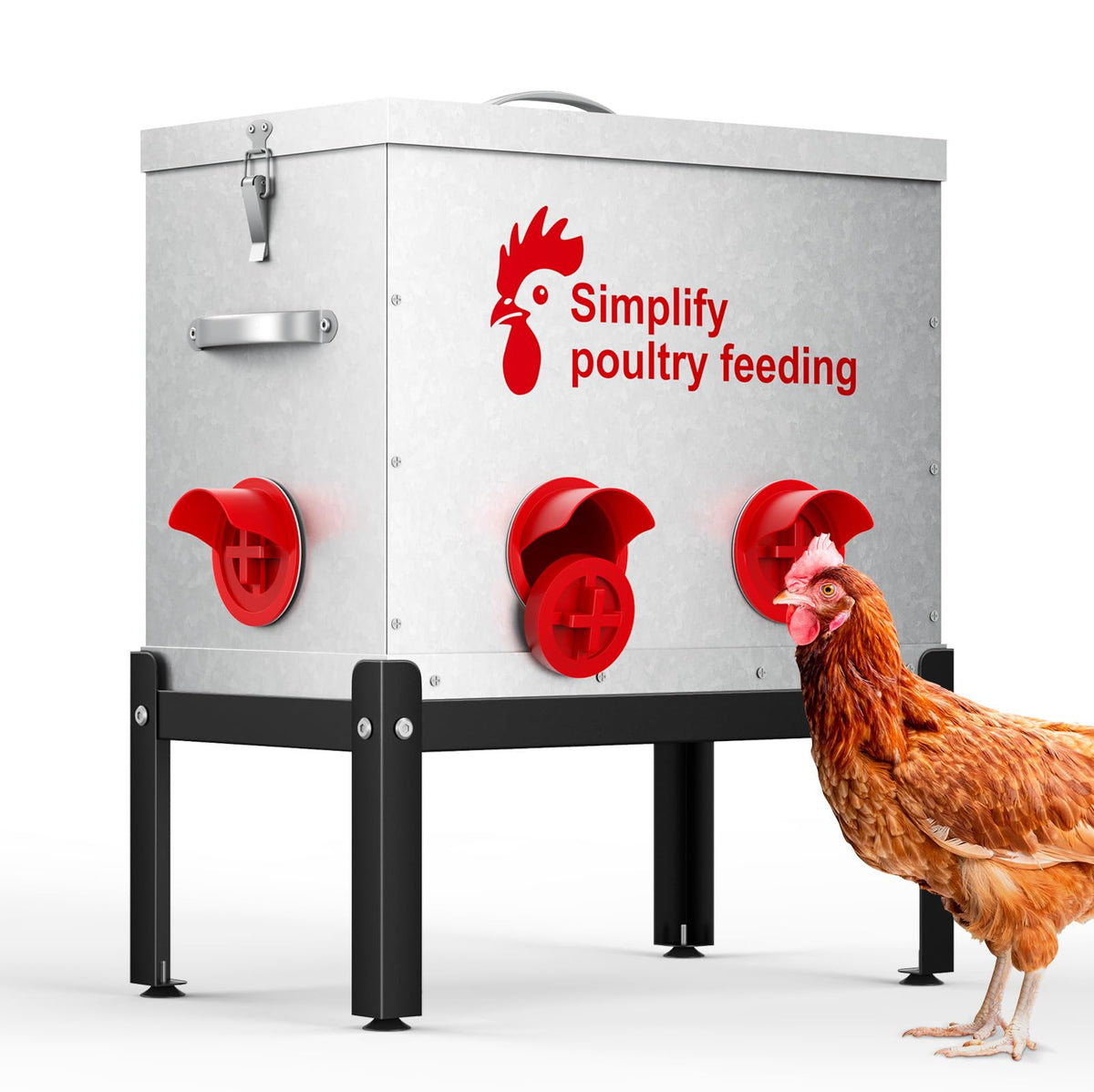 Hiqufet 40lb large automatic feeder with lid keeps feed dry for chickens