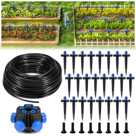 HIRALIY 100ft garden drip kit setup for efficient lawn watering.