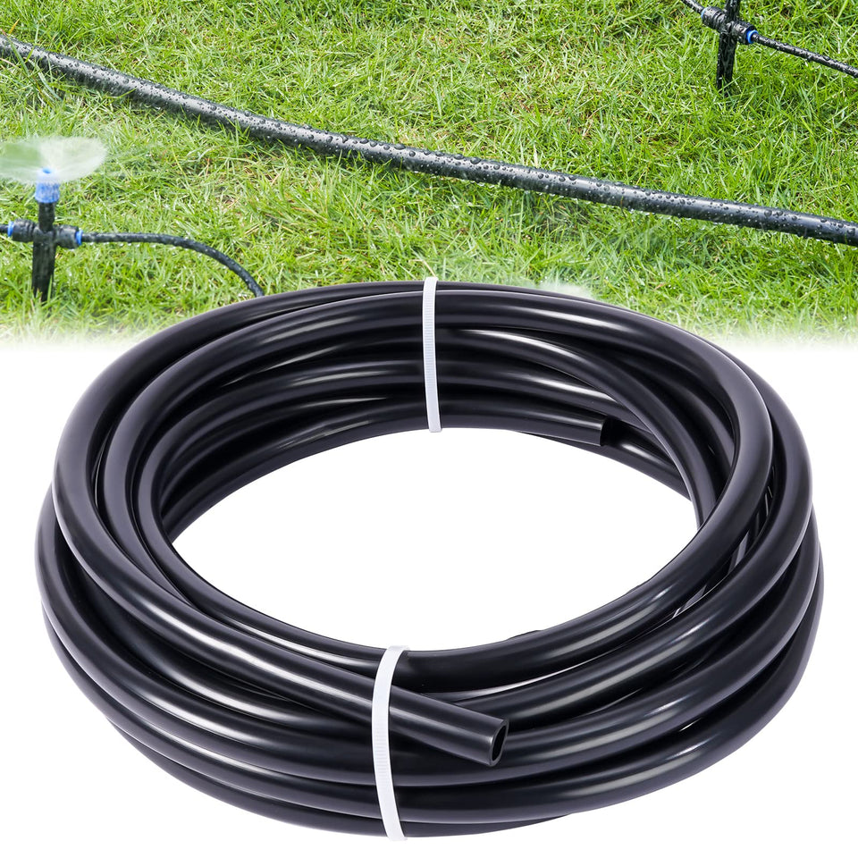 HIRALIY black 15mm main hose for a durable 50 ft irrigation mainline.