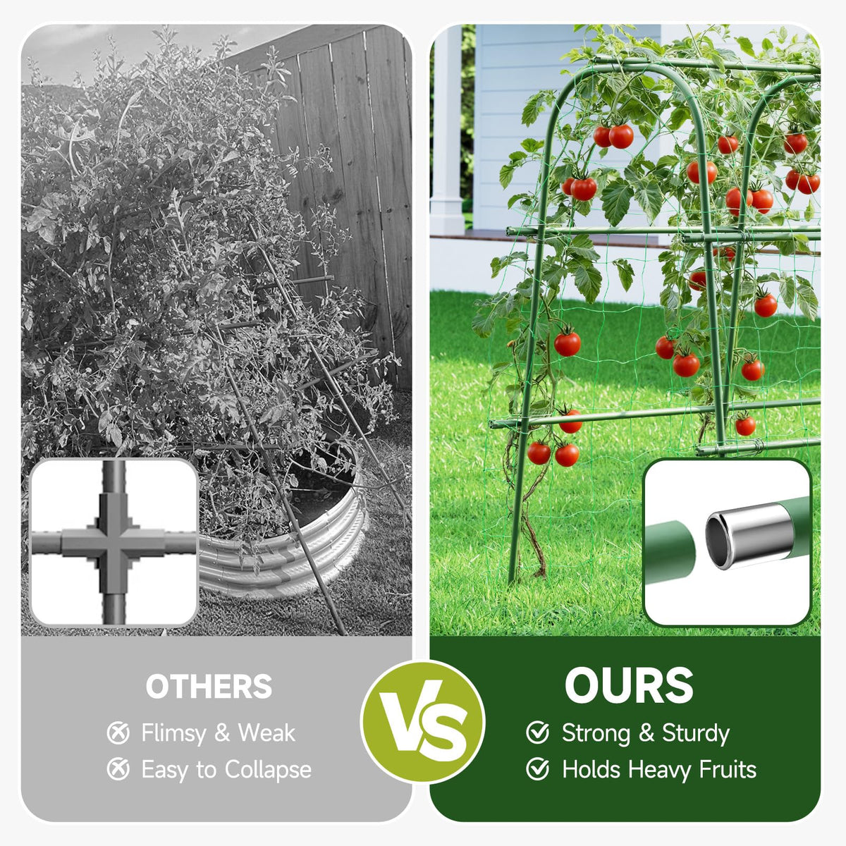 HIRALIY cucumber trellis 16mm steel tubes resist bending under load.