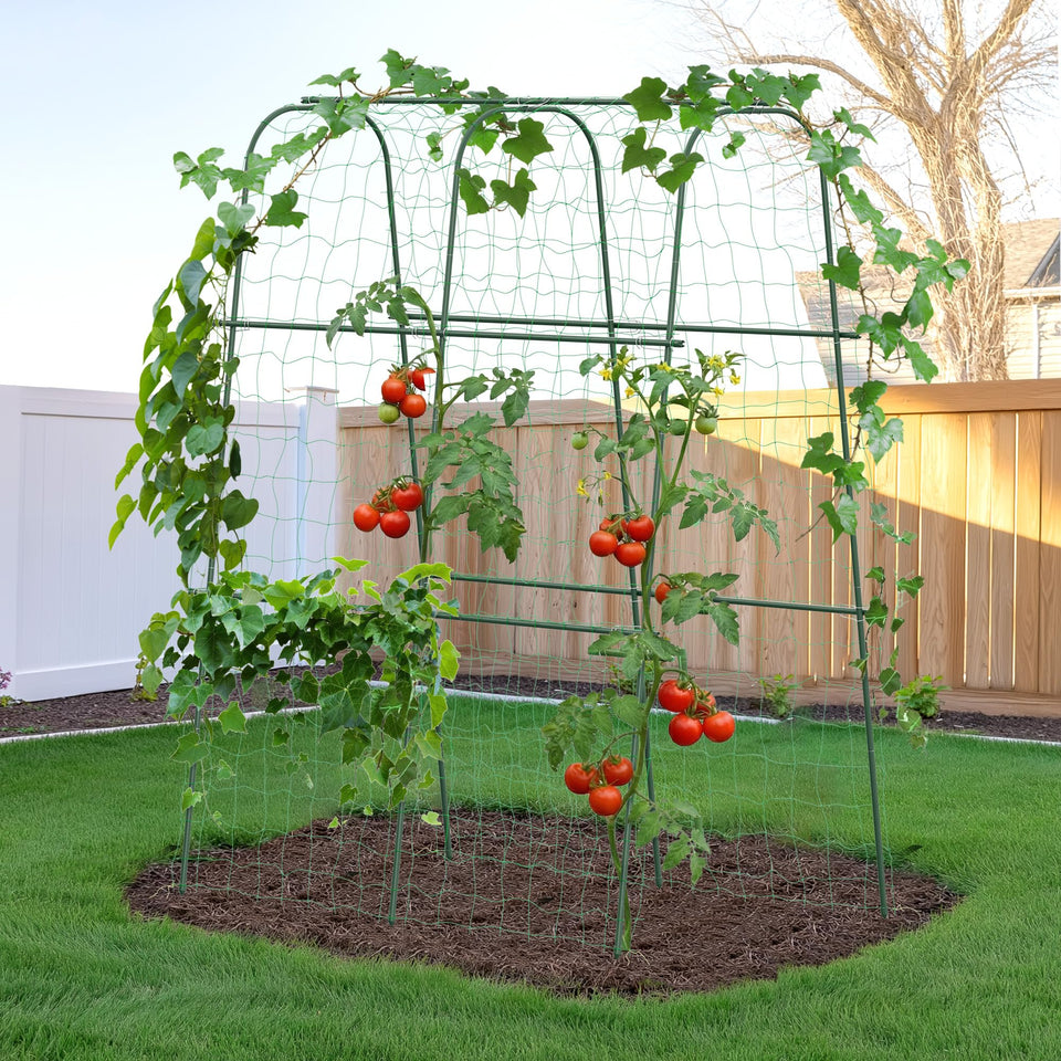 HIRALIY cucumber trellis 66-long arch supports climbing vines for steady garden growth.