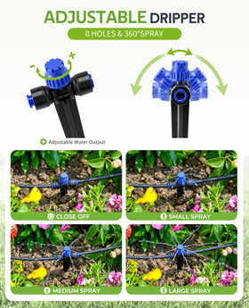 HIRALIY drip emitter stake enables clean placement beside potted plants
