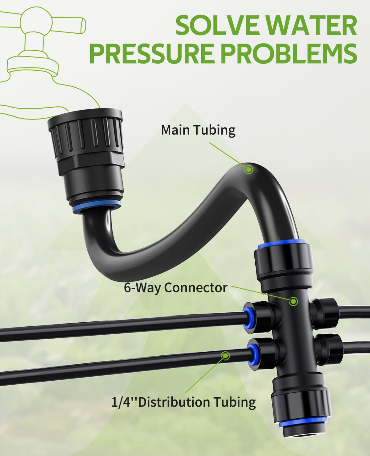 HIRALIY drip irrigation system hose, flexible and kink-resistant for garden beds.