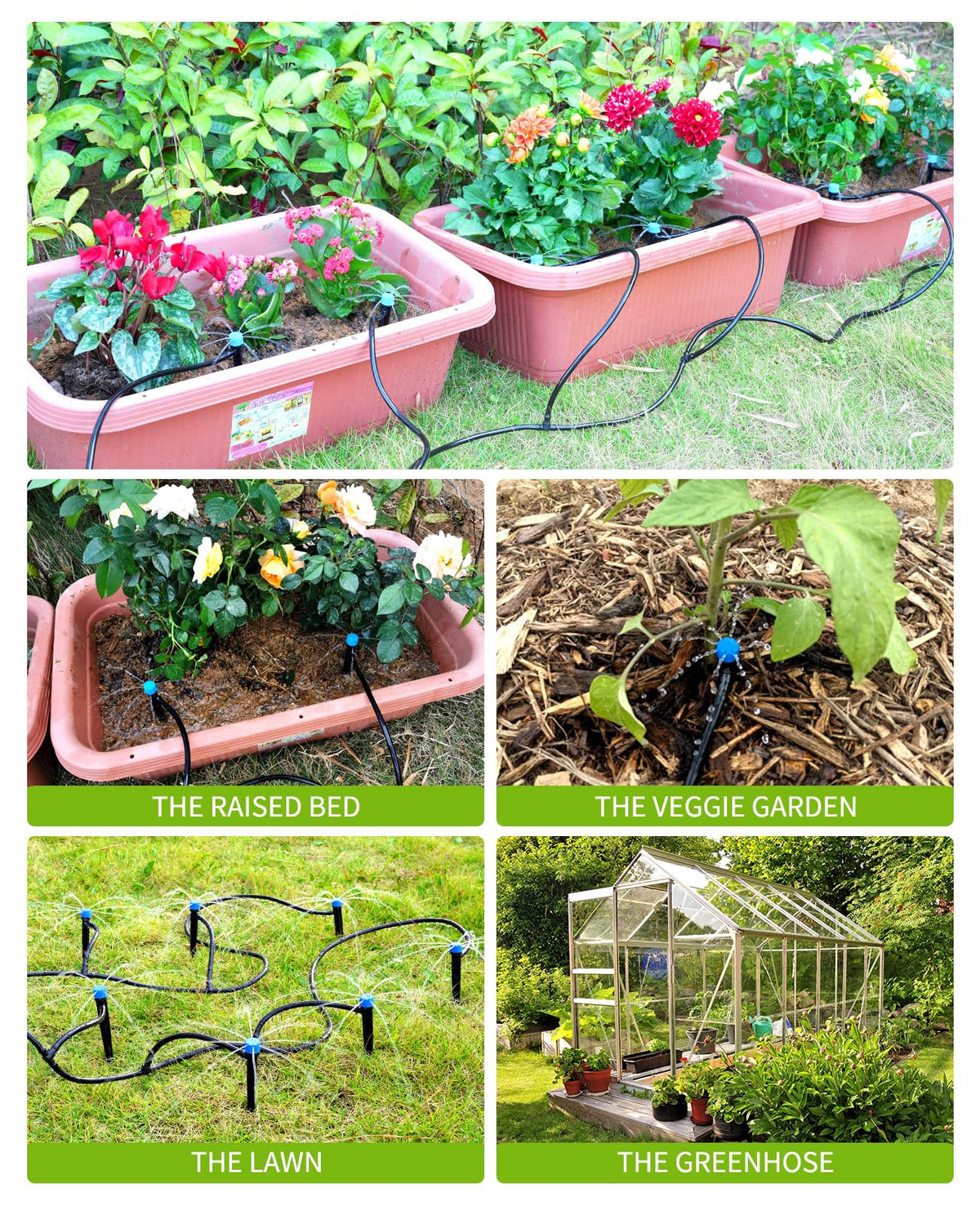 HIRALIY irrigation system installed in lawn or patio for steady hydration.