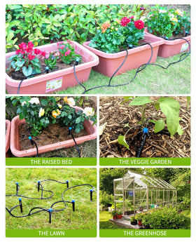HIRALIY irrigation system installed in lawn or patio for steady hydration.