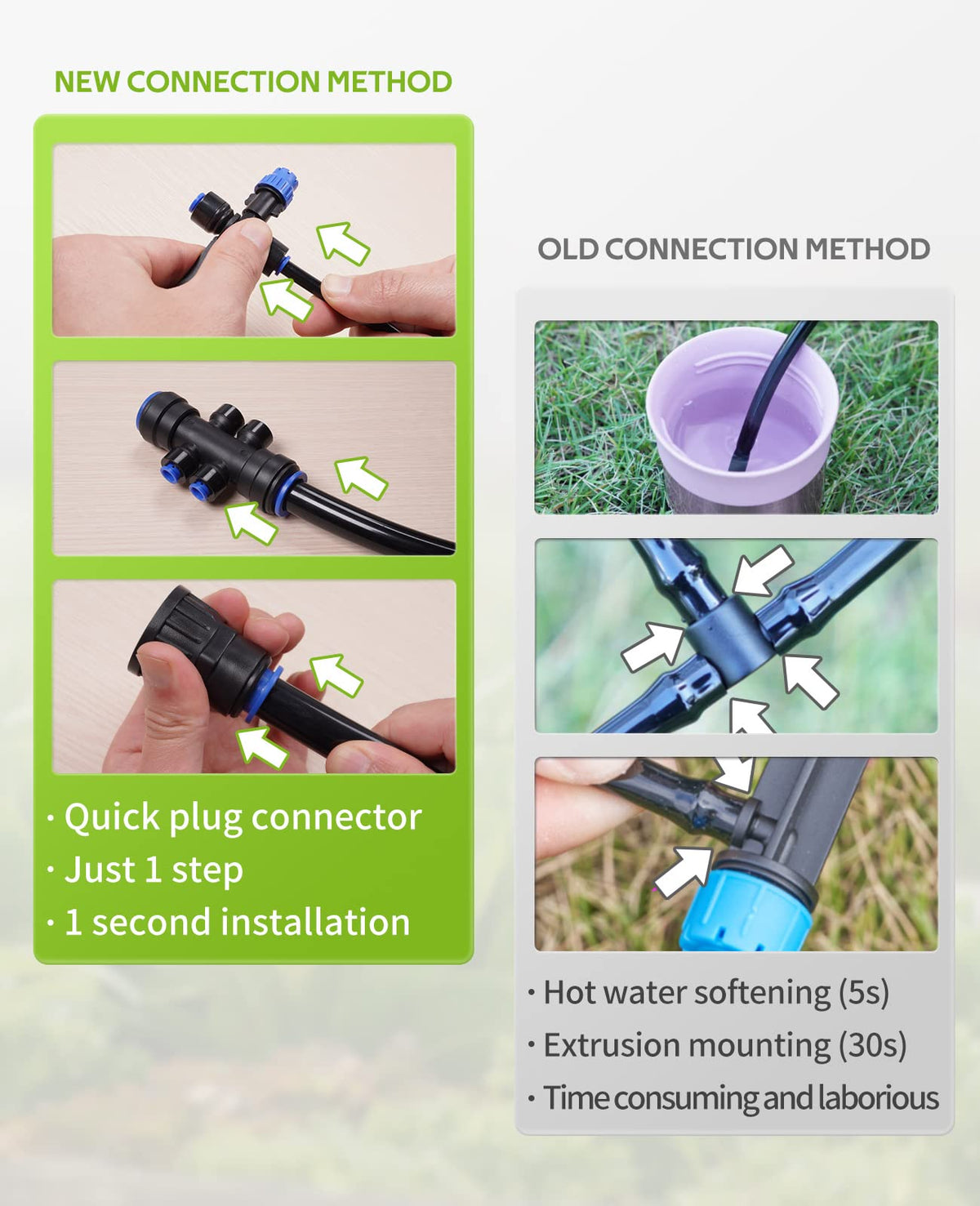 HIRALIY irrigation system main line in garden setting with plants