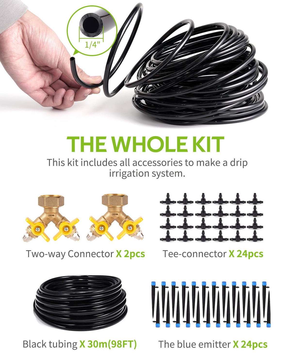 HIRALIY patio and flower bed watering setup offers convenient irrigation.
