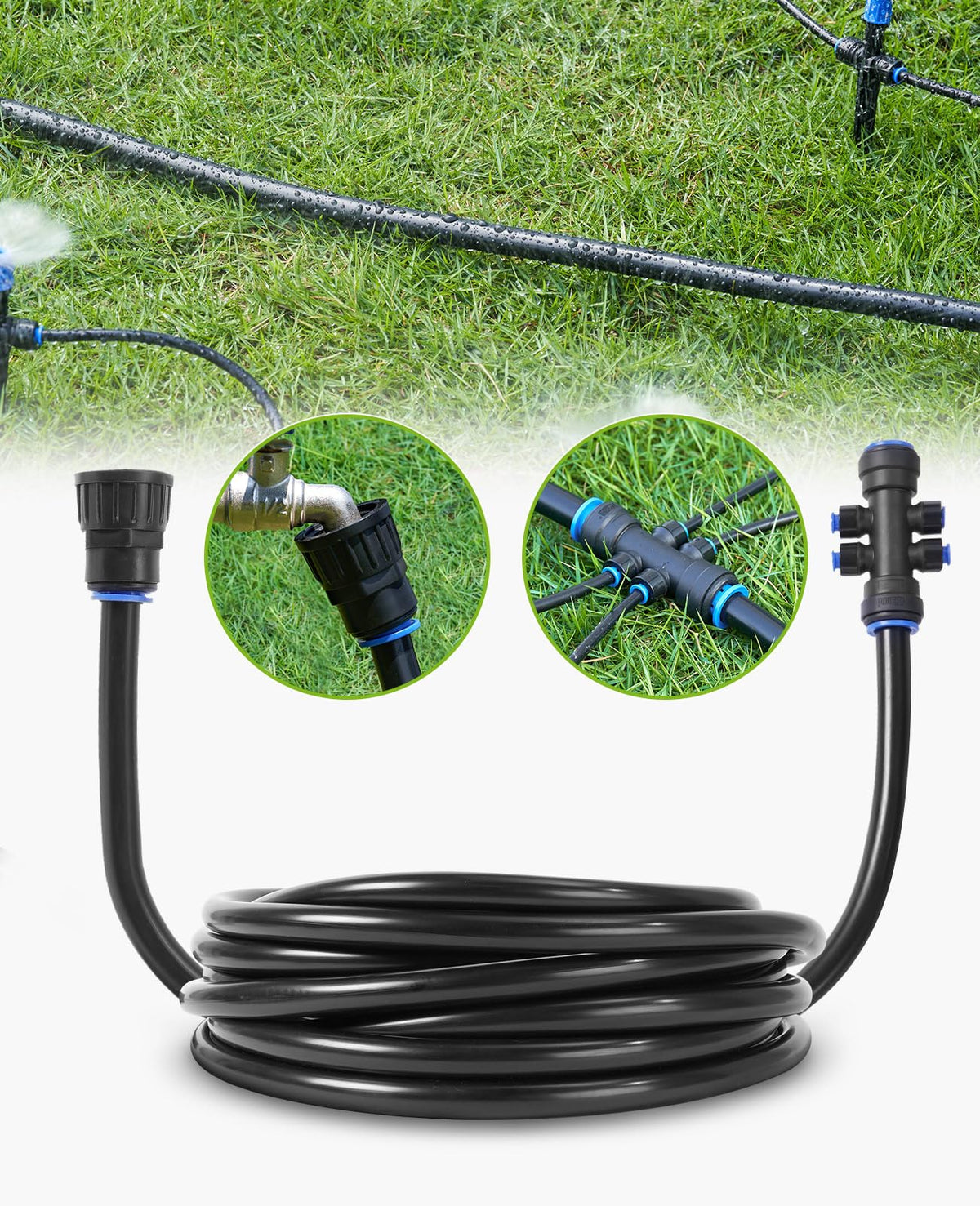 HIRALIY quick-connect tubing, easy setup for drip irrigation.