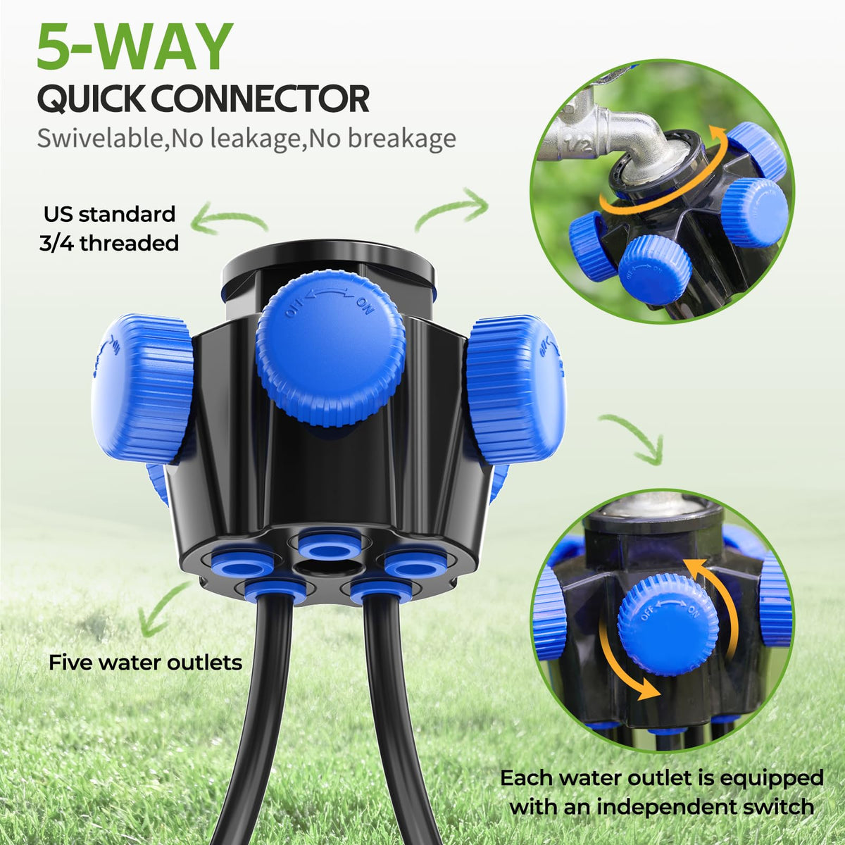 HIRALIY quick connectors simplify setup and minimize leaks during installation.