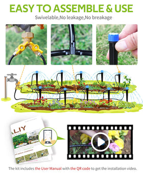 HIRALIY tubing layout in garden illustrates versatile irrigation design.